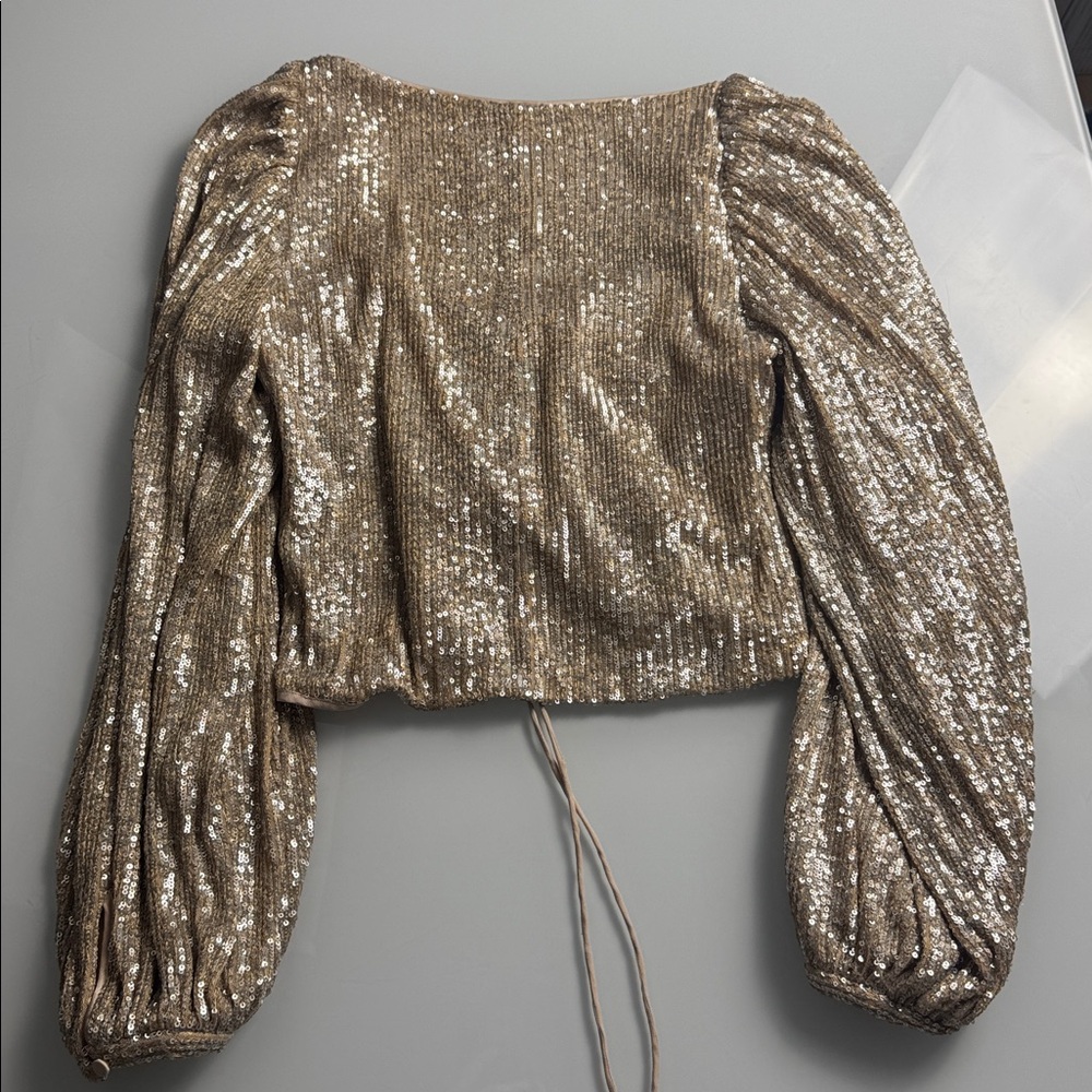 SIMKHAI Sequin Ruched Front Top - Size XS - Picture 8 of 12